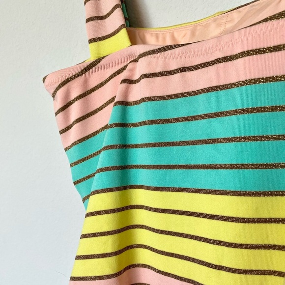 Trina Turk Lurex Stripe High Leg Maillot One Piece Multicolor Swimsuit - Picture 10 of 10